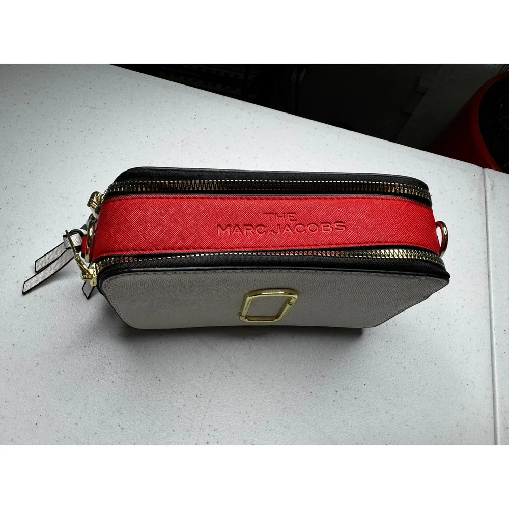 Marc Jacobs The Snapshot Crossbody Bag White Red Black Saffiano Leather Gold HW